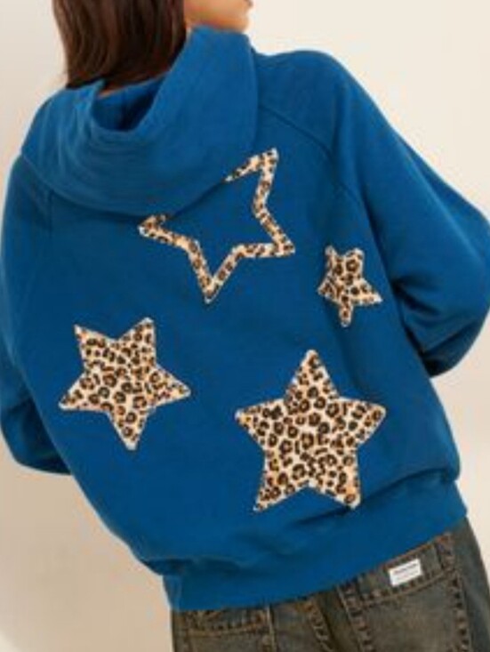 Free People Tops - Free People Sunday Market Sweatshirt Hoodie With Leopard Stars